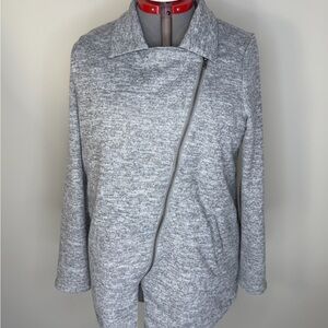 Doe & Rae Jacket Womens 1X Gray Knit Asymmetrical Zip Moto Collar Long Sleeve